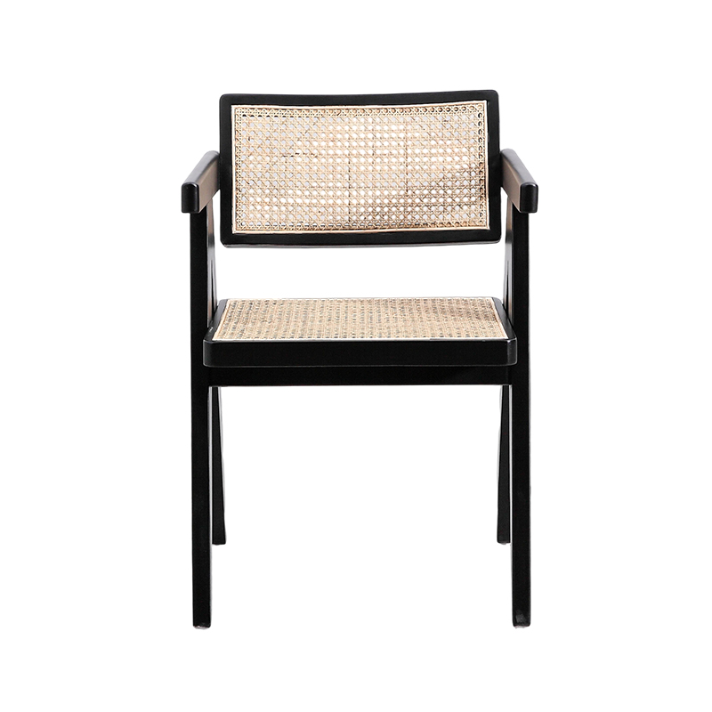 Rattan Woven Decoration Wood Chair with Armrest