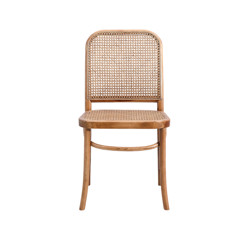 Woven Rattan Base Wood Chair