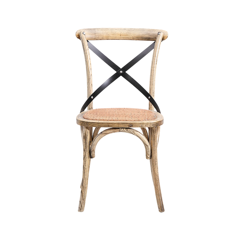 Cross Back Dining Chair with Rattan Mat