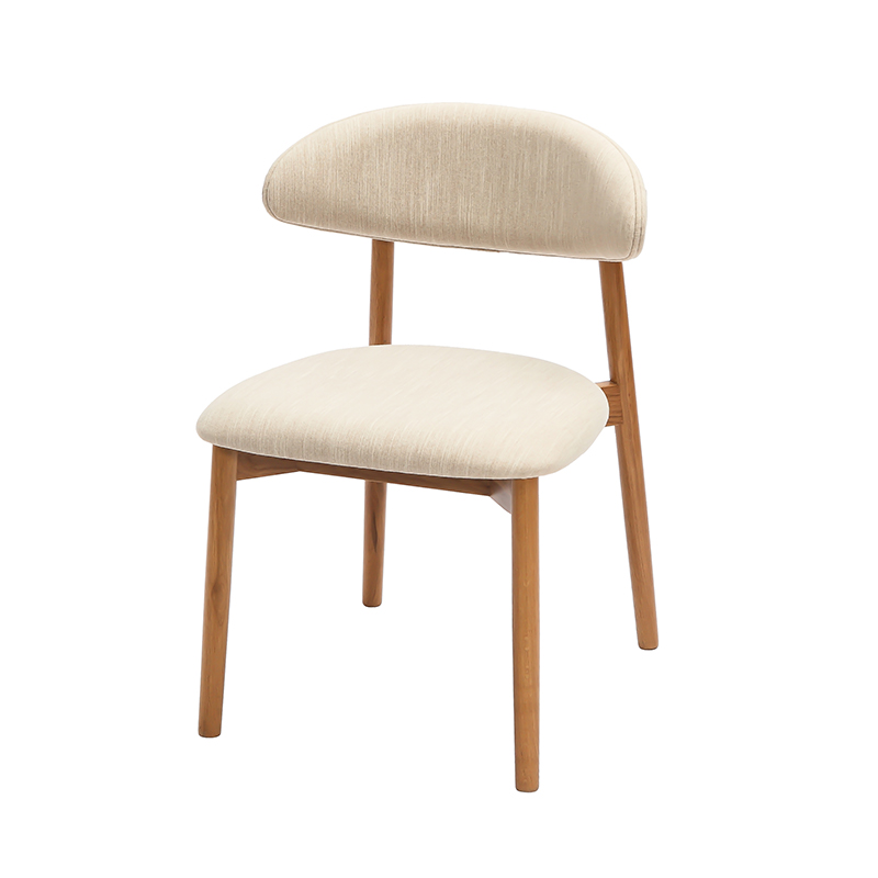 Oak Dining Upholstered Chair with Off-white Cushion