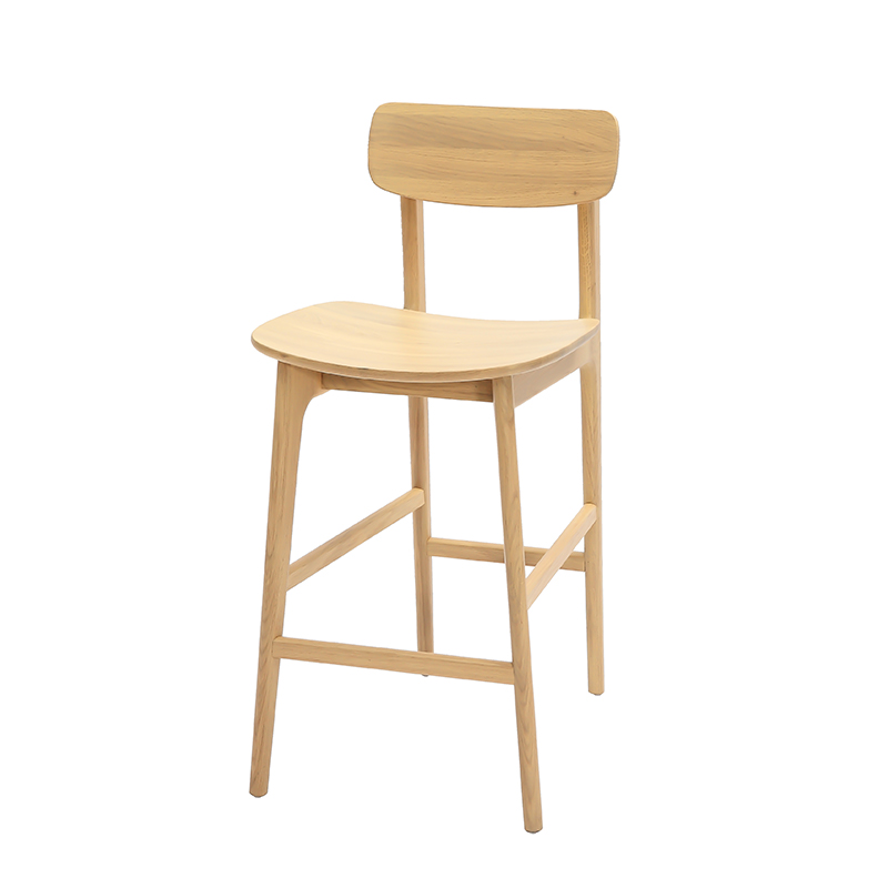 Arc Seat Dip Wood Bar Stool with Backrest
